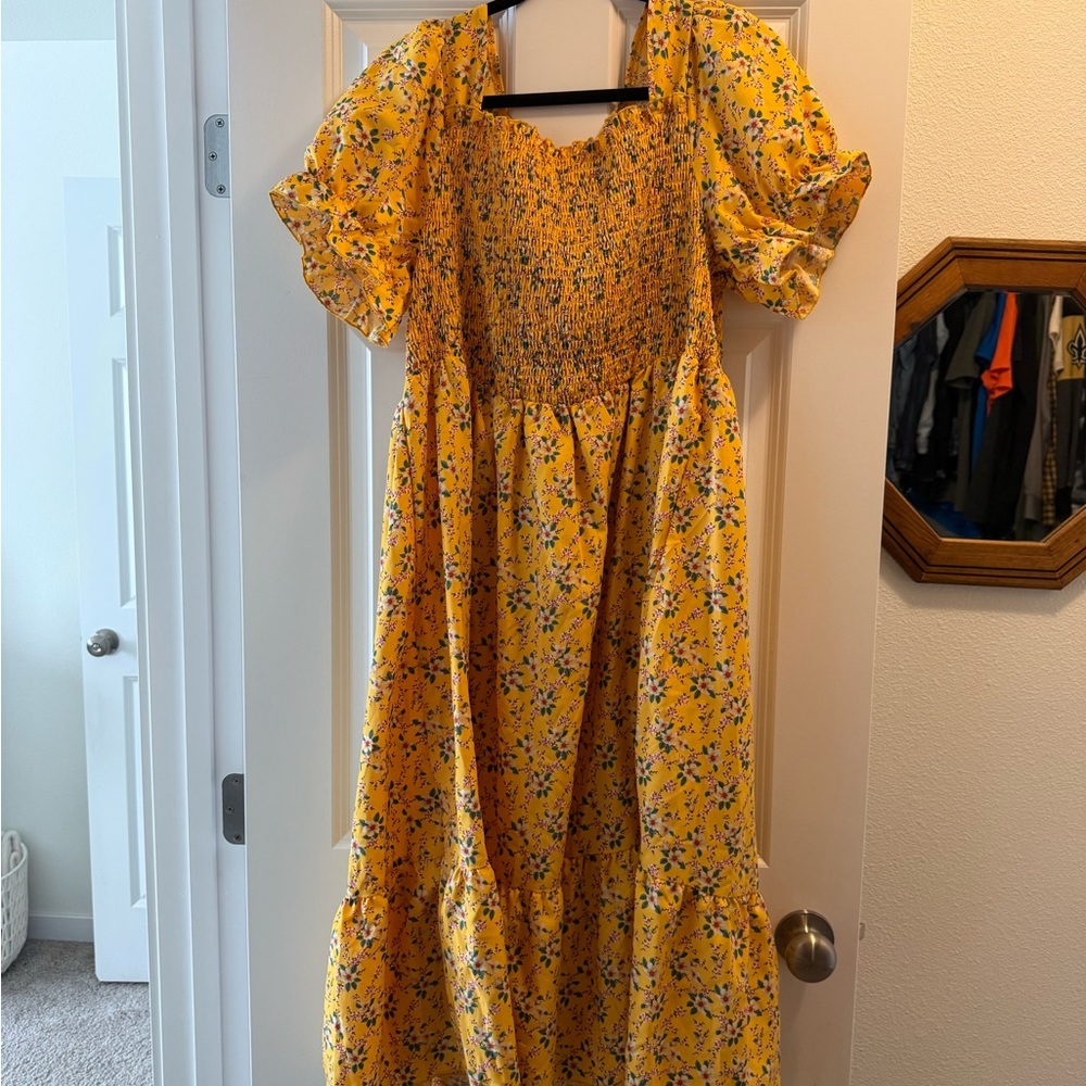 SHEIN Yellow Floral Maxi Dress